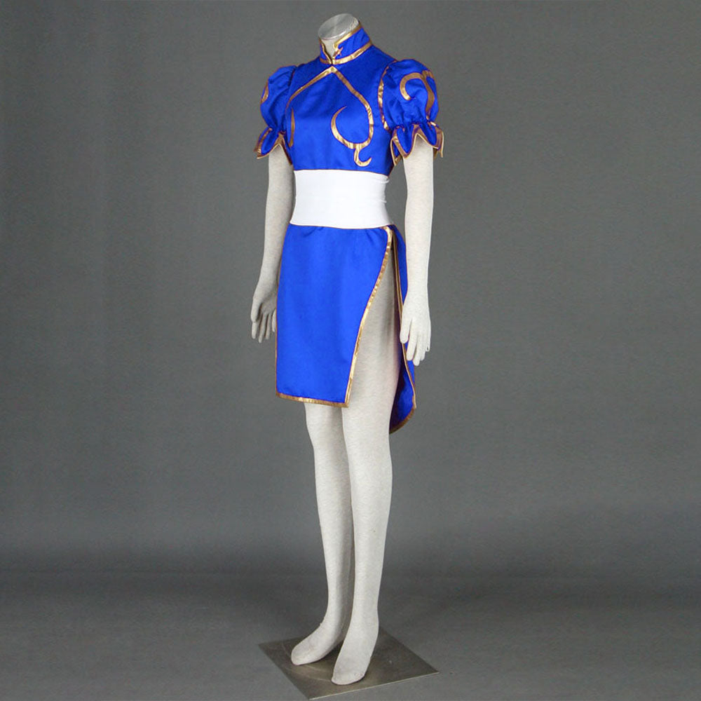 Street Fighter Costume Chun Li Blue Dress with Accessories for Women a ...