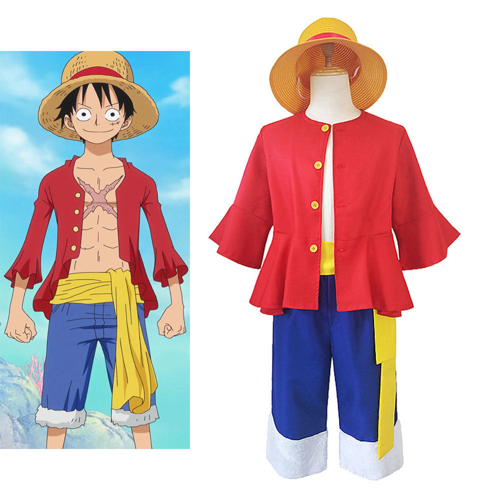 For Mens One Pieces Monkey D Luffy Cosplay Set With Hat