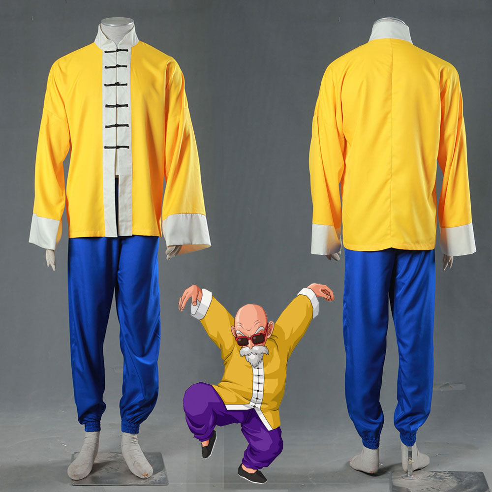 Dragon Ball Costume Master Roshi Yellow Cosplay Set for Men and Kids