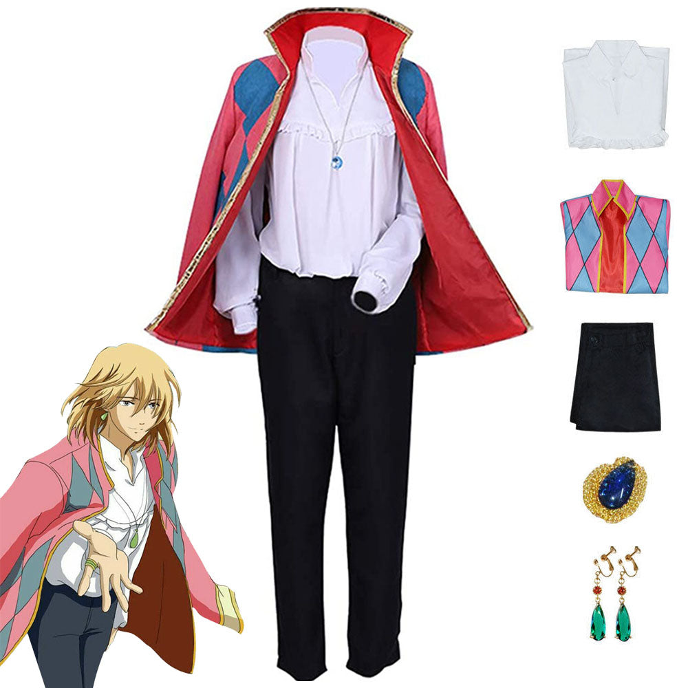 Howl's Moving Castle Costume Howl Cosplay full Outfit with Earrings fo ...