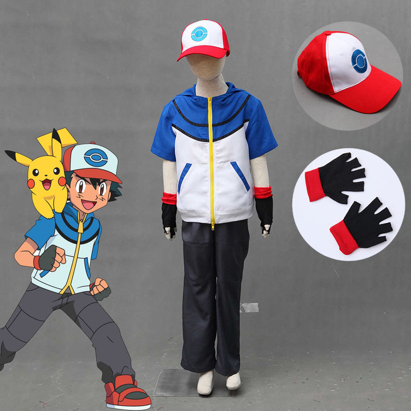 Pokemon Monster Costume Ash Ketchum Cosplay Hoodie full Set with Acces ...