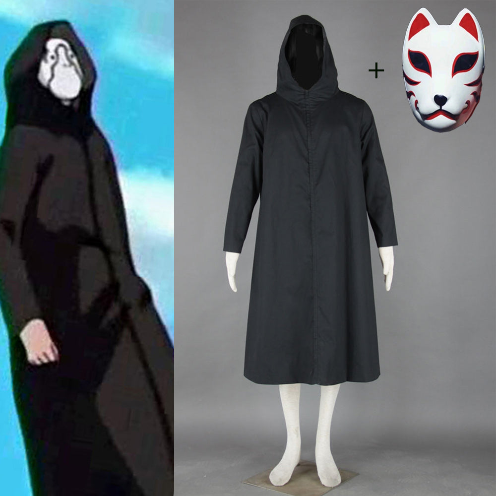 Naruto Shippuden Costume Anbu Cosplay Black Cloak with Mask for Men and Kids